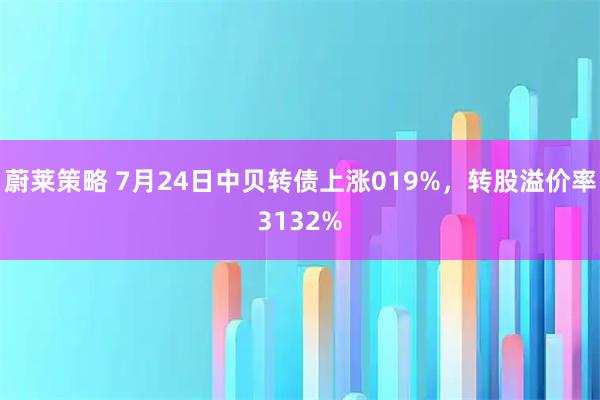 蔚莱策略 7月24日中贝转债上涨019%，转股溢价率3132%